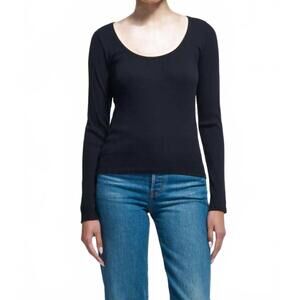 NEW NATION LTD elaine ribbed long sleeve tee in black